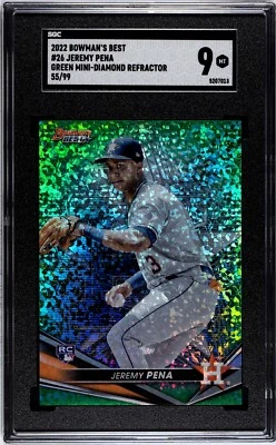 SGC 9 - 2022 Bowman 's Best #26 Jeremy Pena RC GREEN MINI DIAMOND REFRACTOR /99! - Image 1 of 2
