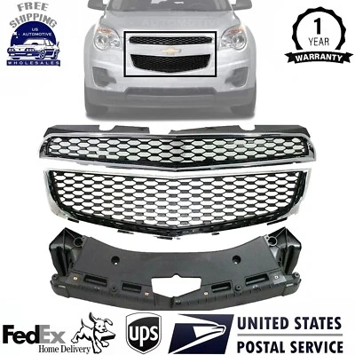 New Front Bumper Grilles Chrome+Support Bracket 3pcs For 2010-2015 Chevy Equinox Foto 1 de 4