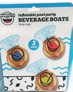 New 3 Pack Bigmouth Inflatable Pool Party Beverage Boats Bling Rings - Picture 1 of 2