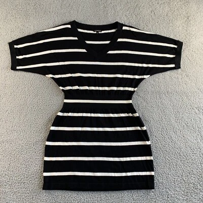 NUEVO Vestido Suéter Express Para Mujer Mediano Negro Blanco Rayas Mini Ajuste Acampanado Túnica Foto 1 de 4