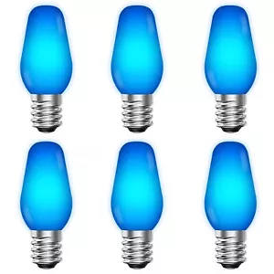 Luxrite C7 LED Blue Light Bulb for String Lights 0.5W E12 UL Outdoor 6 Pack - Picture 1 of 7