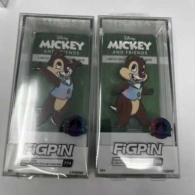 Disney Figpin WDW 50th Anniversary Chip N Dale Limited Release Pin Lot of 2 NIB - Image 1 of 4