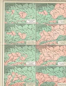 PALÄOGEOGRAPHISCHE KARTEN VON DEUTSCHLAND 1897 Original-Graphik - Bild 1 von 1