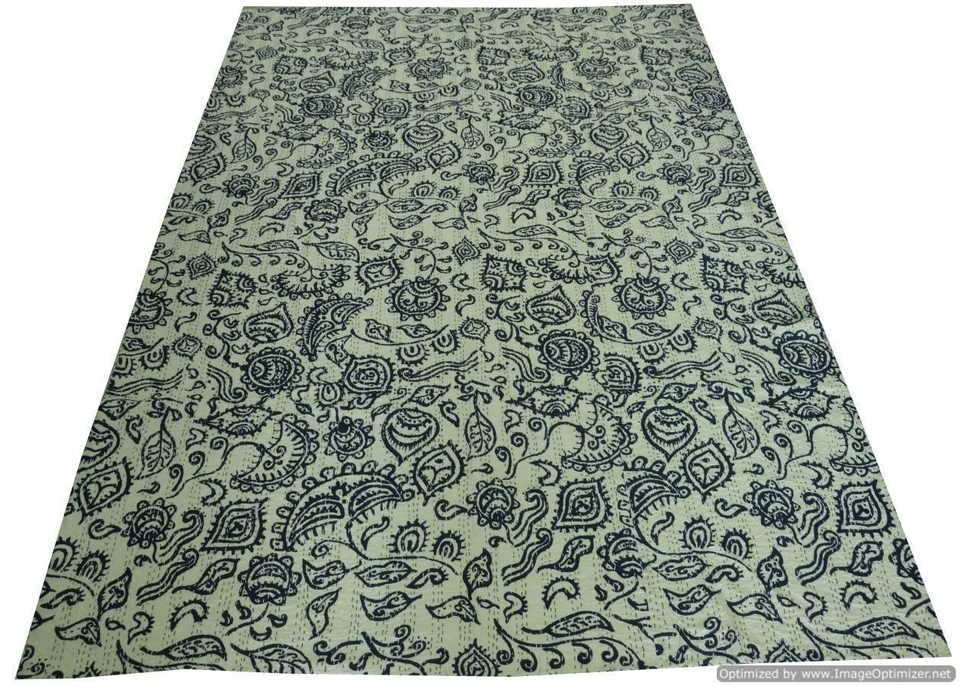 Colcha de diseño de manta de algodón con estampado floral indio Kantha Ralli  Foto 1 de 1