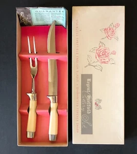 Juego de cuchillos de acero inoxidable para tallar cubiertos Regent Sheffield England años 50 tenedor en caja - Imagen 1 de 9