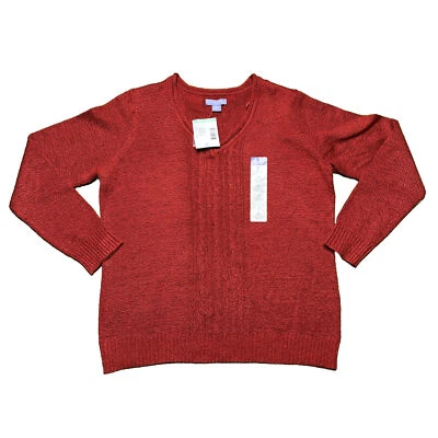Suéter Laura Scott para mujer XL tejido con cable rojo cuello en V nuevo con etiquetas Foto 1 de 4