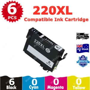 6x Non-OEM Ink Cartridge Black 220XL 2201 XL for Epson WF2630 WF2660 XP420 XP424 - Picture 1 of 2