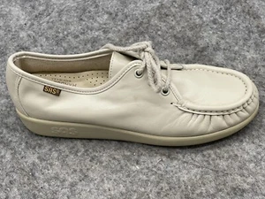 SAS Genuine Handsewn Womens Siesta Beige Leather Comfort Shoes Lace Up US 6.5 M - Picture 1 of 11