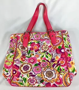 VERA BRADLEY Shoulder Bag Tote CLEMENTINE Pink Floral Vinyl Straps 12”x13” NWOT - Picture 1 of 8