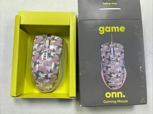 Game Onn. Gaming Mouse USB LED Lighting 6 ft. Pink Gray Camoflauge - Picture 1 of 3