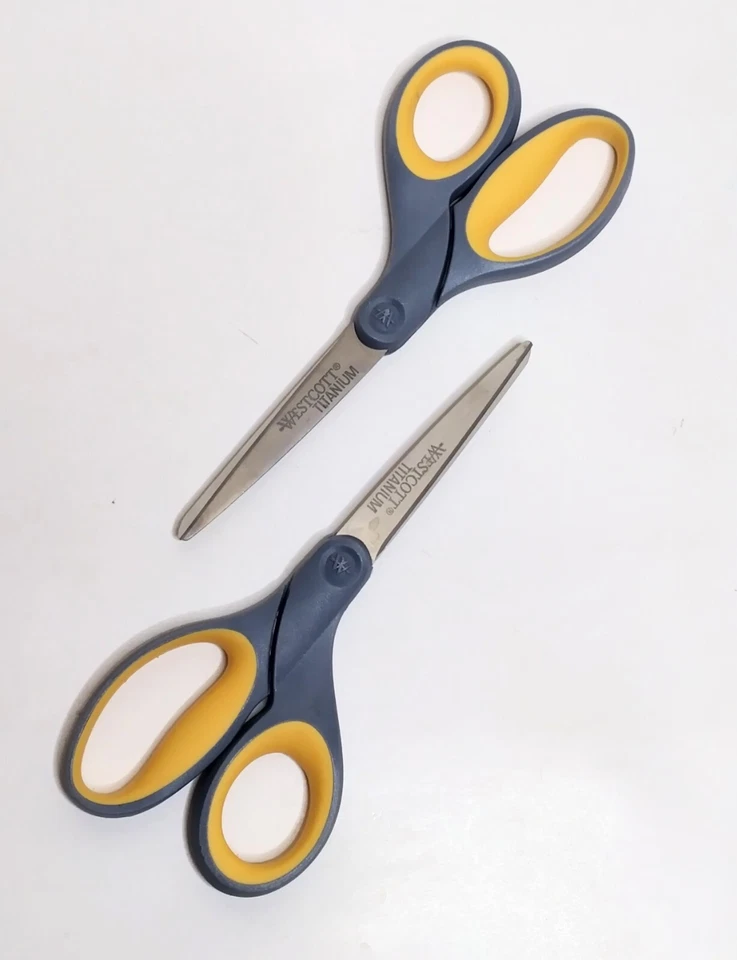 Westcott 13526 Straight Scissors 7" Long Titanium Bonded Blades Gray/yellow