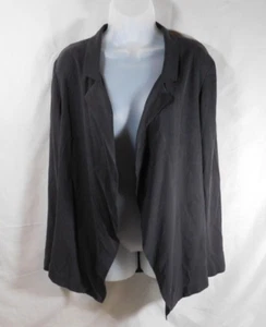 NWT Coldwater Creek Ladies Size 14 Notched Collar 100% Silk Black Jacket - Picture 1 of 6
