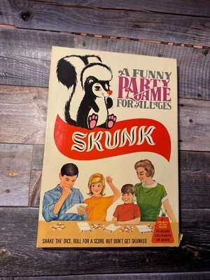 VINTAGE 1968 SKUNK FUN PARTY DICE GAME COMPLETE SCHAPER #250 USA MADE - Image 1 of 4