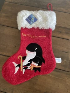Seaworld Abenteuerpark Shamu Frohe Weihnachten Strumpf Urlaub Neu mit Etikett Vintage - Bild 1 von 5