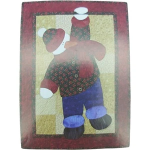 The Wooden Bear Snowman Applique Quilt Pattern 22x30 Winter Wall Hanging - Picture 1 of 3