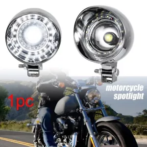 Motorcycle LED Chrome Passing Spot Fog Light With Guard Bar Mount Bracket Clamp - Picture 1 of 12