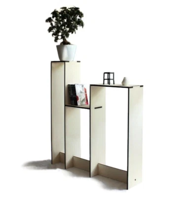Contemporary Laser Cut Wood Pedestal with Sideboard and Narrow Console Table - Image 1 of 4