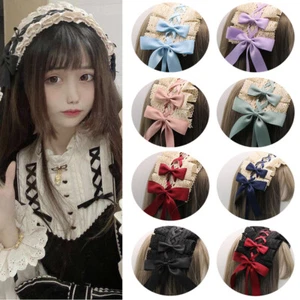 Anime Cosplay Headband Lolita Bowknot Ruffled Hair Hoop Lace Sweet Headwear Cute - Picture 1 of 32
