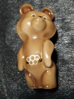 Figura mascota de porcelana vintage olímpica de oso Mishka MISHA 1980 soviética  Foto 1 de 4