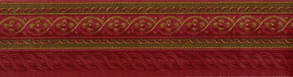 Raymond Waites Borgoña Rollo Arabesco Friso Papel Pintado Arquitectónico Borde Foto 1 de 2
