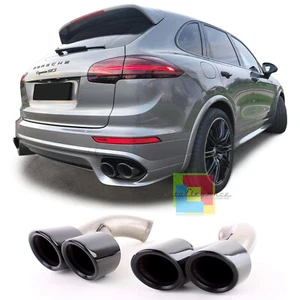 COPPIA TERMINALI DI SCARICO PER PORSCHE CAYENNE 2014-2017 LIFT ACCIAIO INOX NERI - Imagen 1 de 8