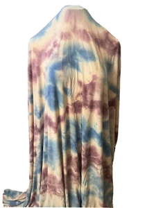 1-yard - 27" KNIT STRETCH TIE DYE PRINT BROWN, BLUE & BANANA COLORS - Picture 1 of 3