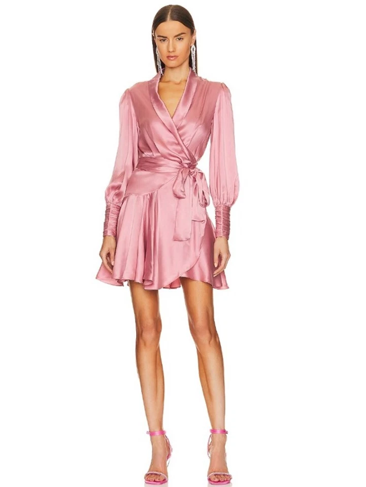 Mini vestido Zimmermann envolvente de seda lápiz labial rosa talla XS/0 Foto 1 de 4