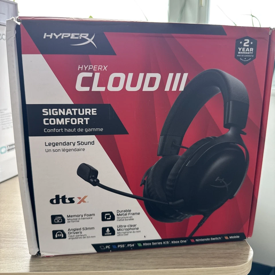 HYPERX Cloud III Wired Gaming Headset with Mic – Black – New & Factory Sealed - Image 1 of 1