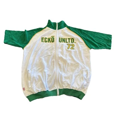 Vtg y2k Ecko Cotton Terrycloth Kelly Green White Men Sz M Runs Big Read Desc - Image 1 of 4