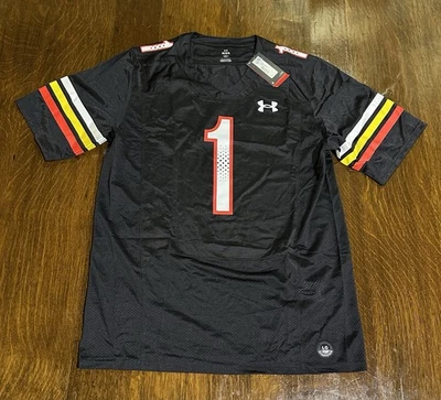 Camiseta Under Armour Maryland Terrapins #1 para hombre grande negra NCAA NUEVA CON ETIQUETAS $110 Foto 1 de 4