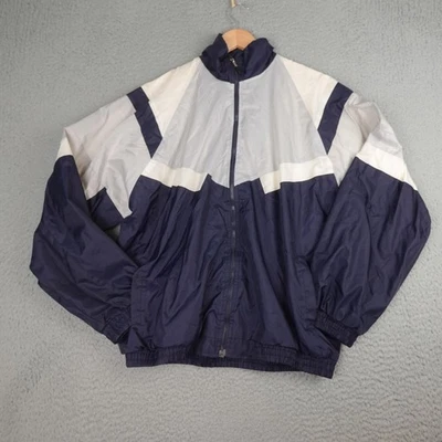 Vintage Windbreaker Jacket Mens Large Navy Gray White Colorblock Nylon J G Hook - Image 1 of 4