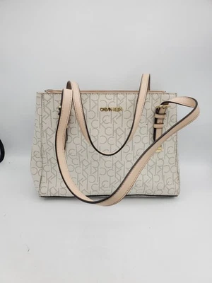 Calvin Klein Women's Medium Handbag Beige & Light Pink, Authentic, 11" X8.5" X4" - Image 1 of 4