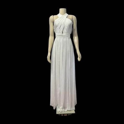 Alice + Olivia White Sleeveless Halter Maxi Long Chiffon Dress Size 4 Cocktail - Image 1 of 4