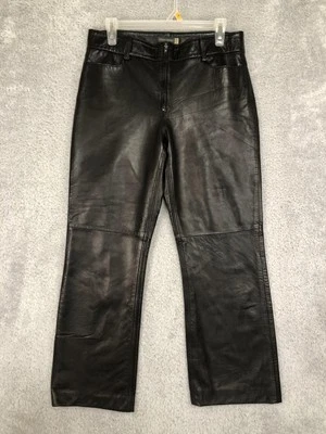 Pantalones Banana Republic 100 % cuero genuino para mujer 10 Petite (31x26) vintage negros Foto 1 de 4