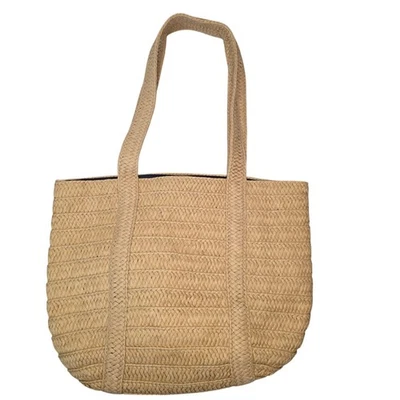 Draper James Straw Tote Bag Natural Woven Summer Beach Shoulder Handbag - Image 1 of 4