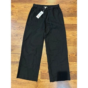 Pantalone Eileen Fisher cotone biologico gamba dritta coulisse nero taglia XXS nuovo con etichette - Foto 1 di 7