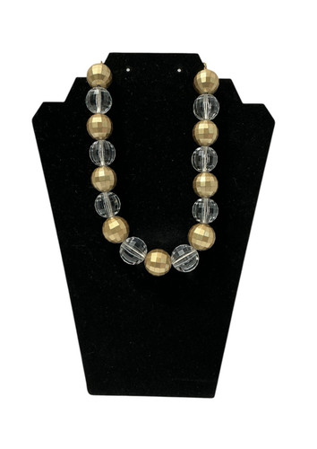 VETEMENTS Collana dichiarazione Bijoux Terner oro e perle sfaccettate trasparenti acrilico grosso