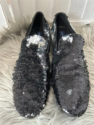 Men's 12M  Giorgio Brutini Silver/Black Sequin Formal Slip On Dress Shoes - Image 1 of 4