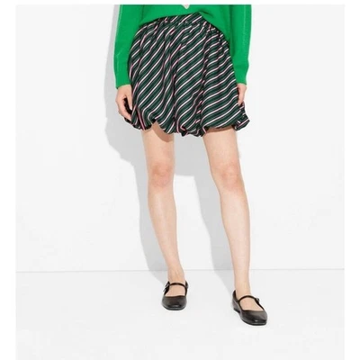 Wicked 条纹泡泡图案迷你裙 - 绿色女式 XXS 全新带标签 — 第 1/4 张图片