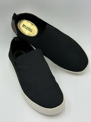 Zapatillas para mujer Michael Kors marrón con logotipo trasero malla negra sin cordones talla 8,5 M Foto 1 de 4