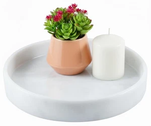 Marble Round Tray, 10" Inch White Elegant Trays for Kitchen, Coffee Table, Ba... - Picture 1 of 6
