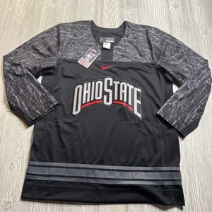 Ohio State Buckeyes Nike Team Black Hockey Jersey Spellout Men’s L Blackout NWT - Picture 1 of 12