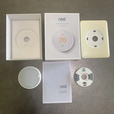 Google Nest Thermostat E T4000ES Smart Programmable Wi-Fi Thermostat Box &Manual - Image 1 of 4
