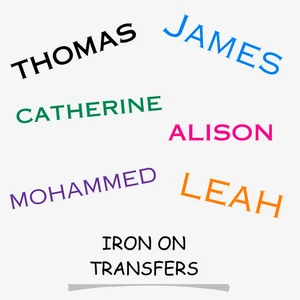 Personalised Iron On Names Custom Text Iron On Fabric Transfers - Picture 1 of 7