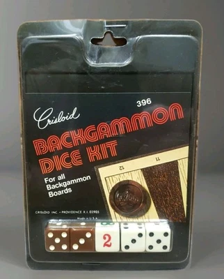 Kit de dados vintage Crisloid Backgammon marrón y marfil 396 nuevo stock antiguo hecho en EE. UU. Foto 1 de 4