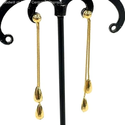 14K Yellow Gold Double Tear Drop 2" Dangle Earrings - 2.00g - Image 1 of 4