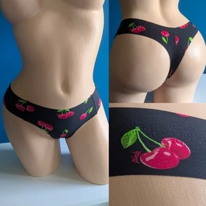 Vtg 2019 PINK Victoria's Secret Thong Panties Second Skin Cherries XS NWT 🍒 - Picture 1 of 10