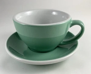 ACME Large Lotte Cup & Saucer Capacity 8oz Green High Quality Porcelain - Picture 1 of 11