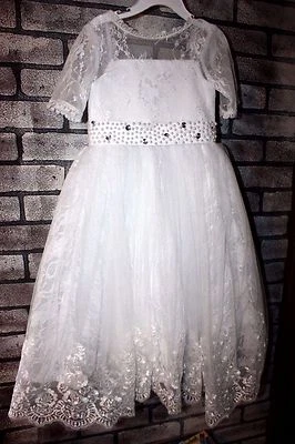 CoCoBridal Christmas Flower Girl Dress Lace Ball Gown for Wedding White 4 - Image 1 of 4