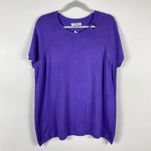 Dressbarn Plus Size 1X Short Sleeve Knit Sweater Top Purple - Picture 1 of 5